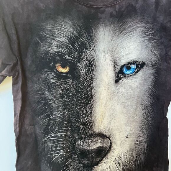 The Mountain Short Sleeve Wolf Tee Crew Neck T Shirt Black Gray S - Picture 3 of 8